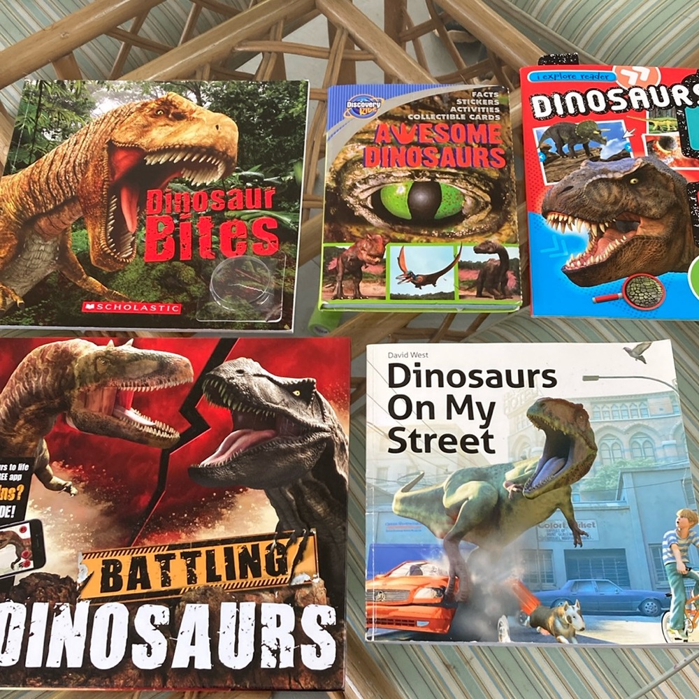 5 dinosaur books in great condition